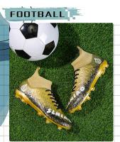 Zapatos de fútbol de marca para hombres, botas de fútbol de tobillo alto, hierba antideslizante al aire libre, zapatillas de deporte de partido de entrenamiento Multicolor, TF/FG - details 3