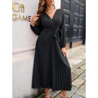 Elegante Vestido Largo Plisado de Color Sólido para Mujer Moda Otoño Primavera 2025 - details 17