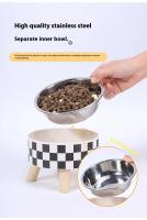 Cuenco para perros y gatos con lunares a cuadros de acero inoxidable antideslizante fácil de limpiar para interiores y exteriores - details 3