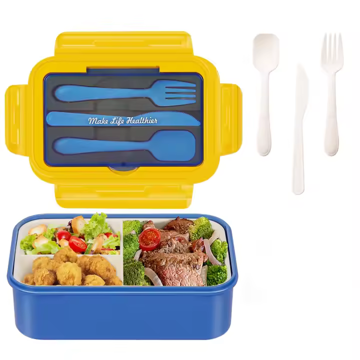Fiambrera Infantil de 1400Ml Para Adultos, Tupper Para Niños, sin BPA Colegio con 3 compartimentos, Para microondas - 1