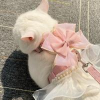 Accesorios para mascotas, arnés para gato de Estilo Princesa, correa transpirable ajustable, correa para el pecho para mascotas, nailon con lazo, chaleco para gato, sesión de fotos - details 3