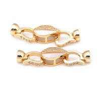 2 juegos de conectores de latón y circonita y concha de Color dorado de 18K para collares, cierres de pulsera, suministros para fabricación de joyas, accesorios Diy - details 8