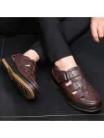 Sandalias de piel de vaca huecas de verano, sandalias ligeras transpirables para hombre, sandalias para exteriores, zapatos de playa cómodos informales de viaje para hombre de gran tamaño - details 3