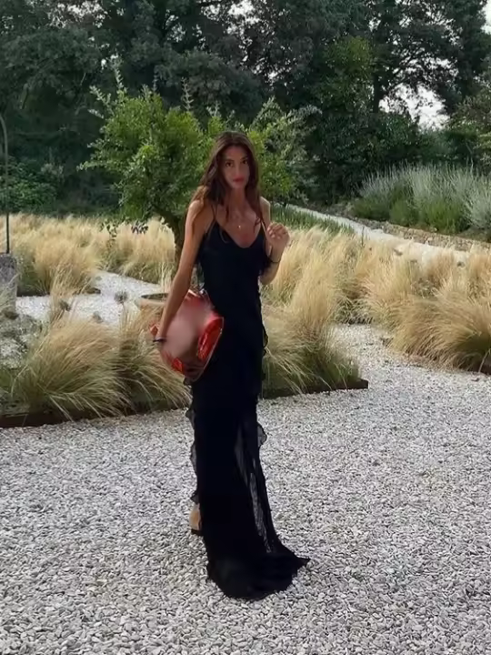Vestido Largo de Primavera-Verano para Mujer Sin Tirantes, Transparente, Abertura con Encaje en la Cintura - 1