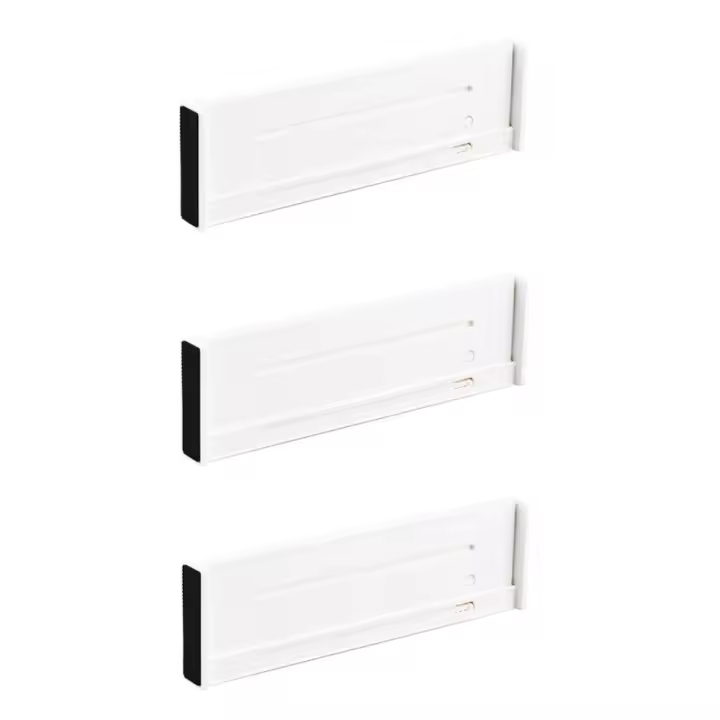Separadores de cajones de cocina de plástico, divisor de almacenamiento de ropa interior retráctil ajustable, organizador de cajones blanco, 3 uds. - 1