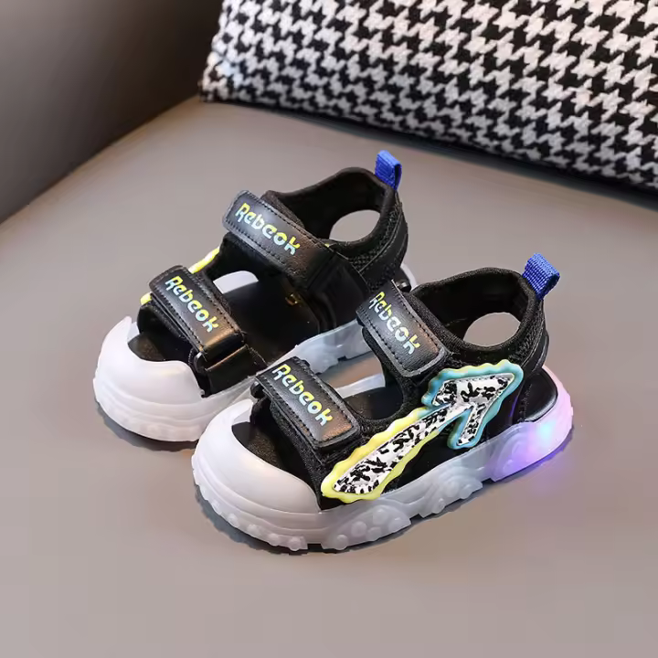Zapatos de playa anti-retroceso tipo baotou para niños y niñas, zapatos para niños pequeños con suela blanda intermitente para niños - 1