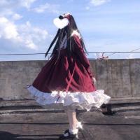 Vestido lolita para mujer, lindo estilo japonés Haruku con mangas largas y falda suave de corte A para primavera y verano - details 2