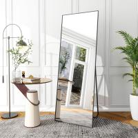 pie grande de 140 x 40 cm, espejo de cuerpo entero con marco de aluminio, para dormitorio, salón y cuarto de baño, dorado - details 11