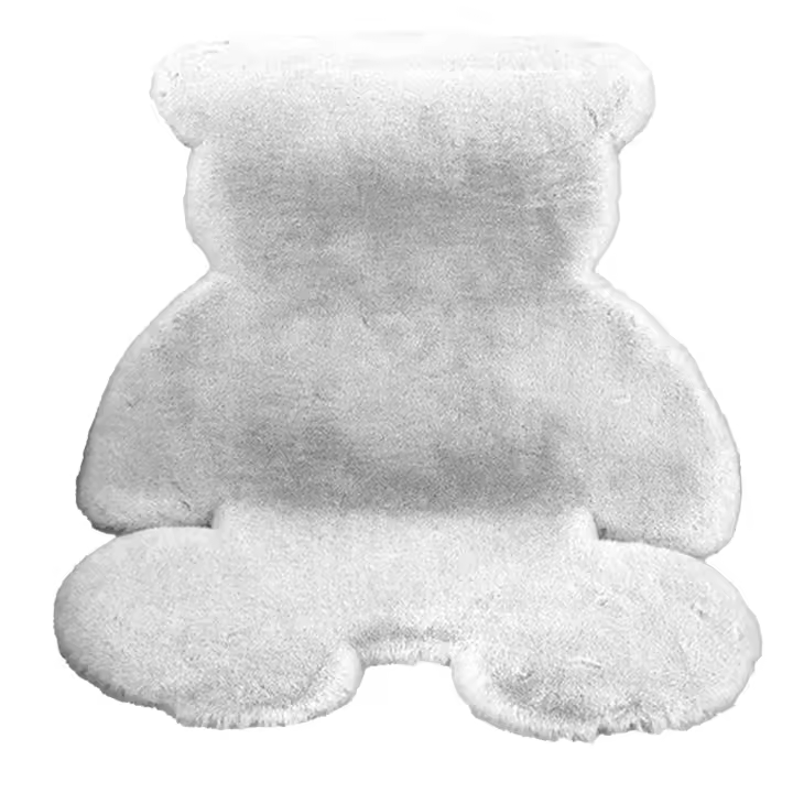 Alfombra peluda en forma de oso para dormitorio, tapete suave para habitación de niños, adolescentes, sala de estar, color blanco, 45x60 - 1