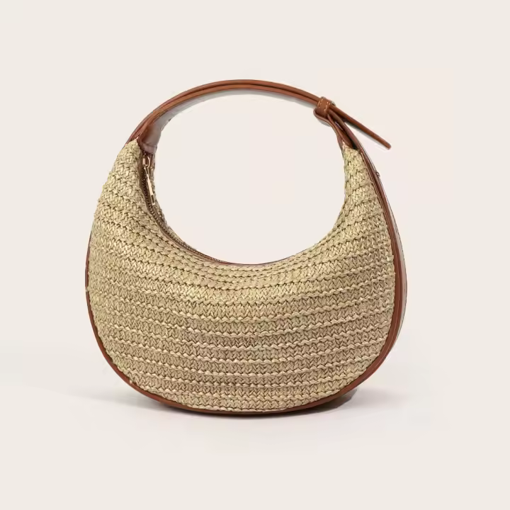 Bolsos cruzados de paja con asa superior para mujer, bolsos y bolsos de paja de verano, bolso de playa con bolso de hombro - 1