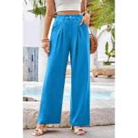 Mujeres de cintura alta, pantalones de vestir lisos de moda, pantalones sueltos de pierna recta para - details 22