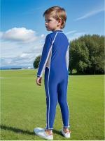 Traje de baño de una pieza para niños, con mangas largas para deportes acuáticos, protección solar y traje de neopreno - details 4