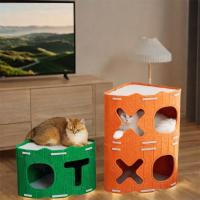 Cama para gatos resistente al desgaste, plegable, ahorradora de espacio, semi-cerrada, transpirable y desmontable de fieltro. - details 8