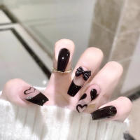 Pegatinas de Uñas de Estilo Francés de Cubierta Completa Uñas Falsas Rectangulares Largas con Pegamento para Manicura Casera DIY - details 2