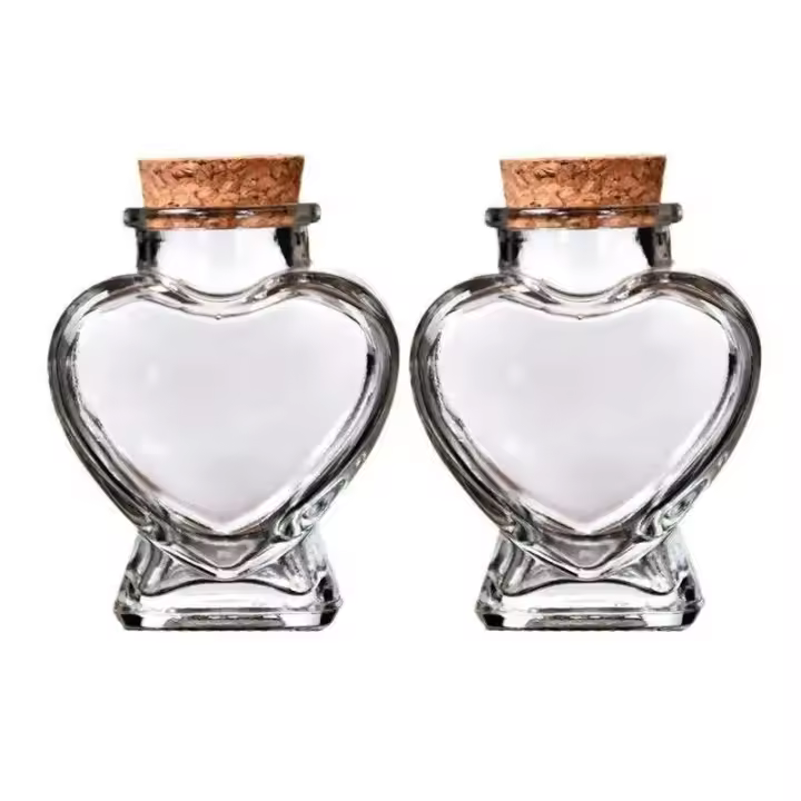 2 uds/4 Uds transparentes con corchos en forma de corazón ing Perfume botellas de vidrio Drift viales - 1