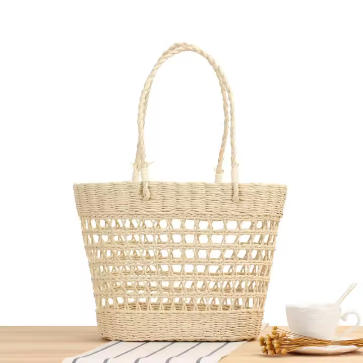 Bolso hecho a mano para mujer, bolsa de un hombro con tejido de hierba, estilo bosque, ocio, playa, novedad de Instagram - 1