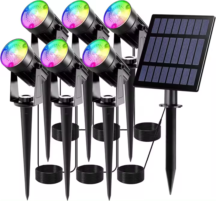 4 Unidades Foco Solar, Luces Solares Impermeables Exterior, Luz de Jardín, 2 Modos de Iluminación Opcionales, ángulo de 180 °   Ajustable, Luz de Proyecto Solar para Entrada, Camino. - 1