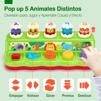 Juguetes Niños 1 Año Pop Up Animales Juguetes Bebes 9 12 18 Meses, Juguetes Montessori con Música y Sonidos, Juguetes Educativos Precoz para Niños 1 2 3 Años ar Old Boys Girls Kids Toddlers, Pink - details 0