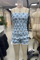 Conjunto de salón de dos piezas de verano para mujer, sin mangas, con hombros descubiertos, Tops de tubo florales, pantalones cortos, conjuntos de ropa de dormir, ropa de playa para vacaciones - details 1