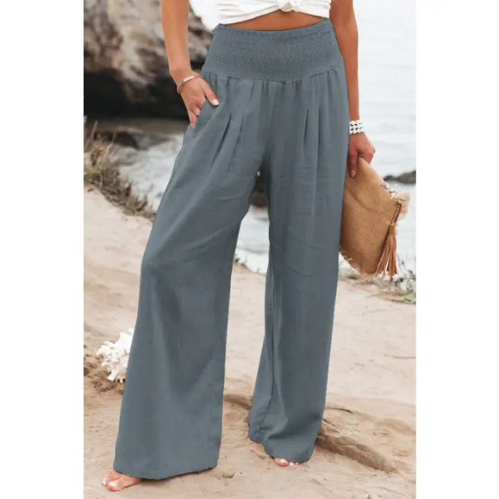 Pantalones casuales de algodón de tiro medio para mujer, primavera y verano, 2024 - 1