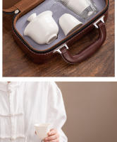 Regalos de empresa de publicidad al aire libre de alta gama, juego de tazas de té con tapa de viaje de Kung Fu de porcelana de jade de grasa de cordero, recto - details 15