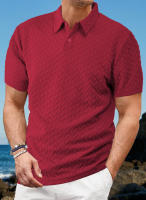 Hombre verano slim transpirable transpiración suelta casual color sólido jacquard hombre manga corta Polo - details 23