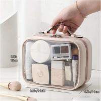 Bolsa de cosméticos transparente de 2 capas, paquete grande impermeable, bolsas de maquillaje transparentes de viaje multifuncionales, bolso de mano - details 6