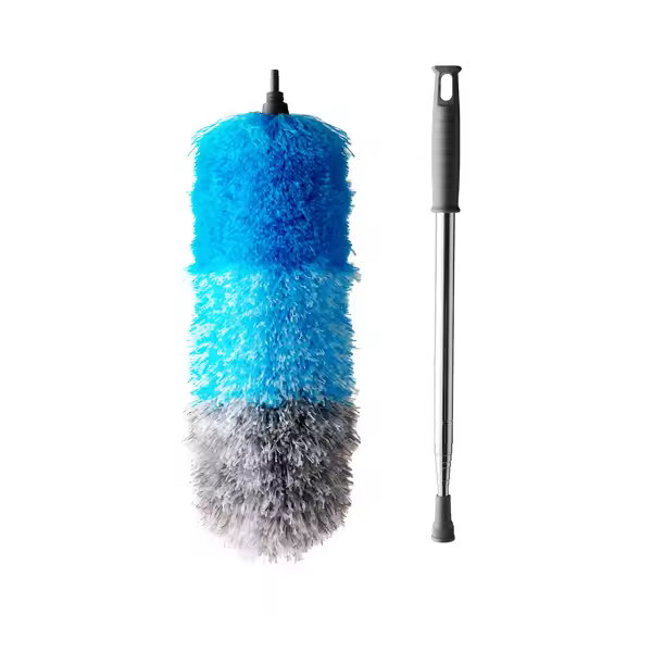 Plumero de plumas de microfibra con poste extensible, plumero telescópico de 96 "para limpieza, cabezal flexible, plumero lavable - 1