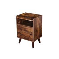 Mesa Auxiliar, Mesita de Sofá Abatible con Puntos de Carga y Estante de Almacenamiento, Mesita de Noche Estrecha para Espacios Reducidos, Estructura Estable, Marrón Rústico - details 5