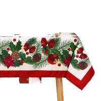 Mantel impermeable con vegetación navideña, decoración para fiestas navideñas, mantel rectangular reutilizable para Navidad de invierno, decoraciones navideñas - details 0