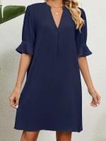 Vestido con Mangas Bordadas Sueltas de 2023 Mayo 4 Cuello en V Moda de Verano para Mujeres de Europa y América - details 12
