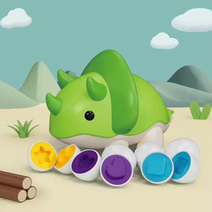Caja de almacenamiento de dinosaurios con forma de huevo inteligente, funda cognitiva de Triceratops sensorial para bebé, juguete educativo para edades tempranas - 1
