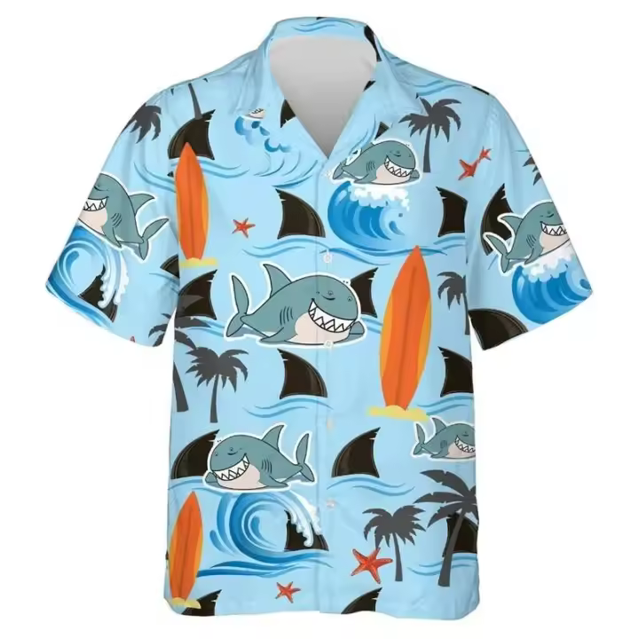 Ropa de playa hawaiana para hombre con estampados de animales interesantes, camisa con cuello de surf Aloha, vacaciones, manga corta, Hola - 1