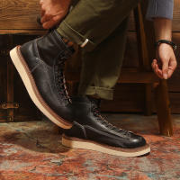 Zapatos de cuero de vaca puro de alta gama, estilo herramienta, zapatos de tablero de caña alta - details 1