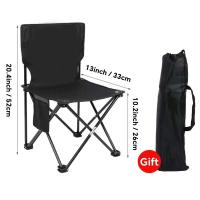 Silla de pesca portátil pequeña para acampar al aire libre, respaldo con reposapiés, silla de playa plegable para senderismo - details 0
