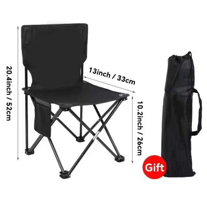 Silla de pesca portátil pequeña para acampar al aire libre, respaldo con reposapiés, silla de playa plegable para senderismo - 1