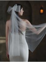Accesorios de boda para mujer, velo blanco nupcial exquisito, velo de matrimonio de tul de dos capas con lazo de perlas de red dura - details 4