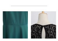 Lace patchwork summer women a line elegant vintage party dress with belt - details 12