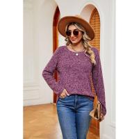 Jersey de manga larga para mujer, camiseta holgada con cuello redondo, tops de Color sólido, otoño e invierno, nuevo - details 1