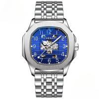 Reloj mecánico cuadrado hombre a prueba de agua luminoso totalmente automático calado reloj mecánico - details 7