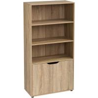 Estantería de Madera, Librería, Estantería Cubo con Puertas y Compartimentos Abiertos, Mueble almacenaje, en Color Natural de 90x29x89 cm para Estudio,Dormitorio, Salón y Oficina - details 67