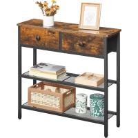 Consola de Estilo Industrial de 75cm con 2 Cajones Tela, Aparador, Sofá, Entrada, Salón, Pasillo, Marrón Vintage y Negro - details 7