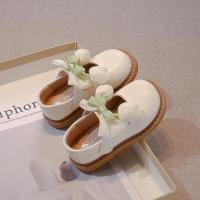 Zapatos de cuero para niños y niñas, zapatillas versátiles informales antideslizantes con lazo de princesa, fondo suave, a la moda, novedad de otoño, 2024 - details 4
