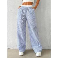 Pantalones de pierna ancha tejidos a rayas informales para mujer Otoño Invierno 2024 pantalones informales elegantes de longitud completa ropa Y2K ropa de calle - details 4
