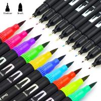 Set de Marcares de Acuarela de 12/24/36/48 Colores Pluma de Pincel Doble Punta y Pluma de Dibujo de Línea Fina Suministros de Arte Escolar - details 4
