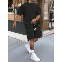 Conjunto Deportivo Casual para Hombres Camiseta de Poliéster con Estilo de Pelua y Shorts con Cinturón Perfecto para el Verano, Lavable en Máquina - details 5