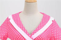 Vestido midi de línea A informal y elegante con cuello y manga corta para fiesta de lunares de verano para mujer - details 4