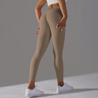 Pantalones de yoga con espalda en V para mujer, leggings sexys para entrenamiento Fiess, gimnasio, correr, cintura alta - details 19