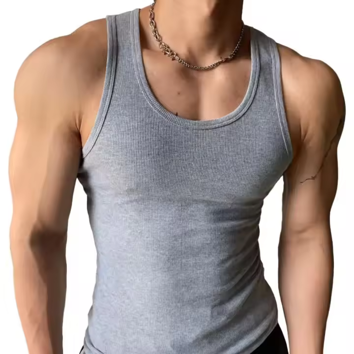 Chaleco de color sólido para hombre, camiseta sin mangas con cuello redondo para fitness, ropa de calle informal transpirable, ropa de ocio de verano para deportes - 1
