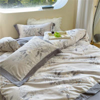 Svetanya Juego de Ropa de Cama con Diseño Floral Pastoral en Amarillo y Morado Tamaño Queen y King Algodón Egipcio Ajustable - details 43
